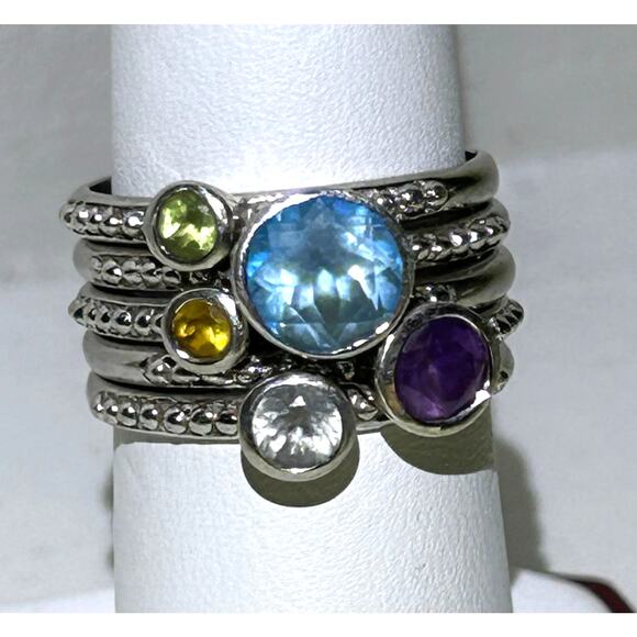 Sterling Silver 5 piece Stacking Rings Size 8 - Picture 1 of 4